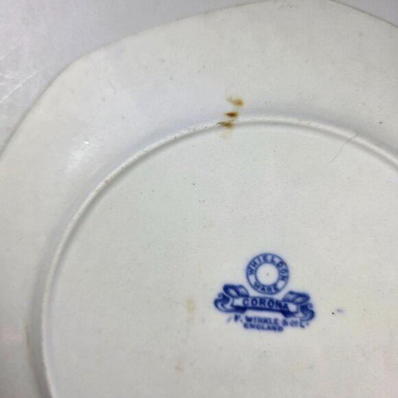 Vtg F. Winkle & Co. Whieldon Ware corona Blue Floral Octagonal Plate - Picture 5 of 7